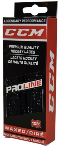 Sznurówki hokejowe CCM Hockey 274cm woskowane - czarne