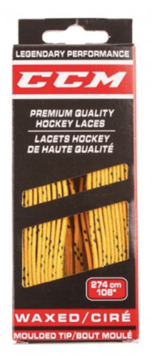 Sznurówki hokejowe CCM Hockey 243cm woskowane - żółte