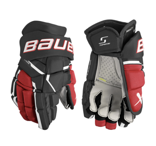 Rękawice hokejowe BAUER Supreme MACH Senior - czarno/czerwone