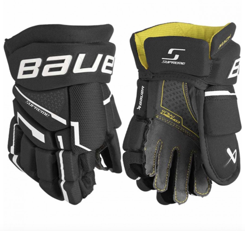 Rękawice hokejowe BAUER Supreme MACH Youth - czarno/białe