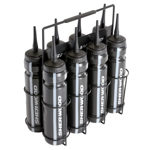 SHER-WOOD Metal Bottlerag incl. 8 blk bottles