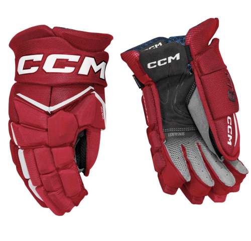 Rękawice hokejowe CCM JetSpeed FT8 - czerwono/białe - Junior