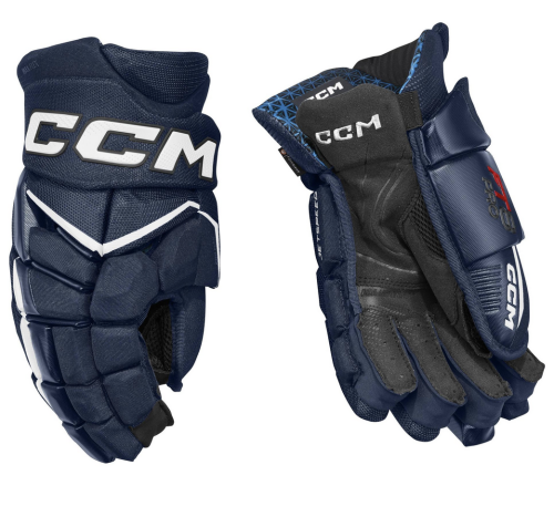 Rękawice hokejowe CCM JetSpeed FT8 Pro - granatowo/białe - Junior