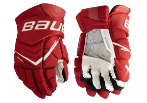Rękawice hokejowe BAUER Vapor Flylite - Junior - czerwono/białe