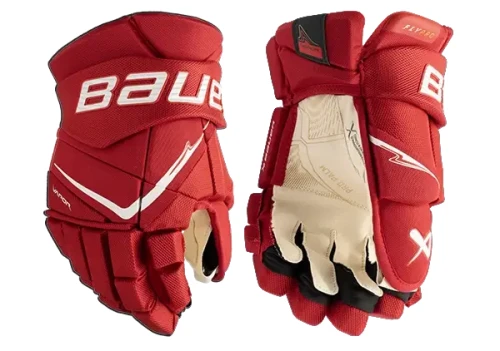 Rękawice hokejowe BAUER Vapor Flypro - Senior - czerwono/białe