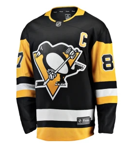 Men's Pittsburgh Penguins Sidney Crosby Fanatics Black Captain Patch Home Breakaway Jersey